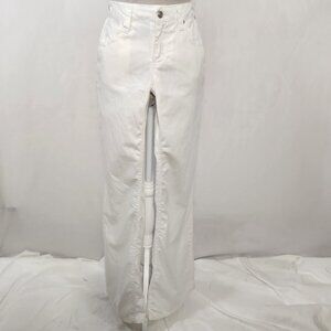 Deb Shops Women’s Size 5 White Ramie Blend Pockets Zip Close Flare Leg Jeans